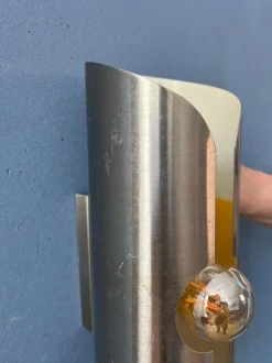 Sale Pamono Vintage Space Age Brushed Steel Wall Lamp from Polam / Raak
