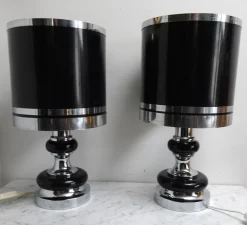 Discount Pamono Vintage Space Age Chrome and Black Table Lamps from Massive, 1970s, Set of 2