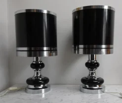 Discount Pamono Vintage Space Age Chrome and Black Table Lamps from Massive, 1970s, Set of 2