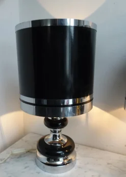 Discount Pamono Vintage Space Age Chrome and Black Table Lamps from Massive, 1970s, Set of 2