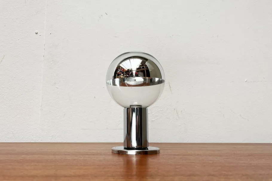 New Pamono Vintage Space Age German Chrome and Glass Ceiling Lamp by Motoko Ishii for Staff, 1970s