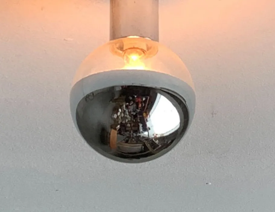 New Pamono Vintage Space Age German Chrome and Glass Ceiling Lamp by Motoko Ishii for Staff, 1970s