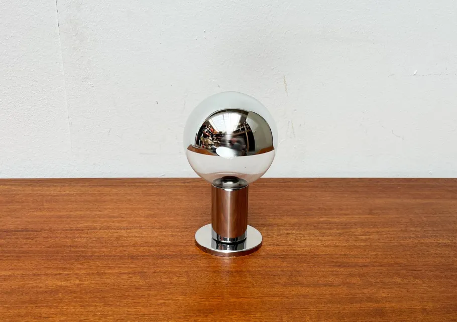 New Pamono Vintage Space Age German Chrome and Glass Ceiling Lamp by Motoko Ishii for Staff, 1970s