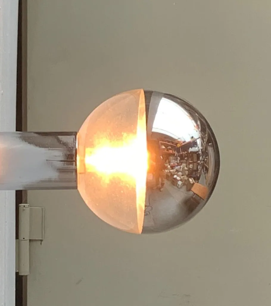 New Pamono Vintage Space Age German Chrome and Glass Ceiling Lamp by Motoko Ishii for Staff, 1970s