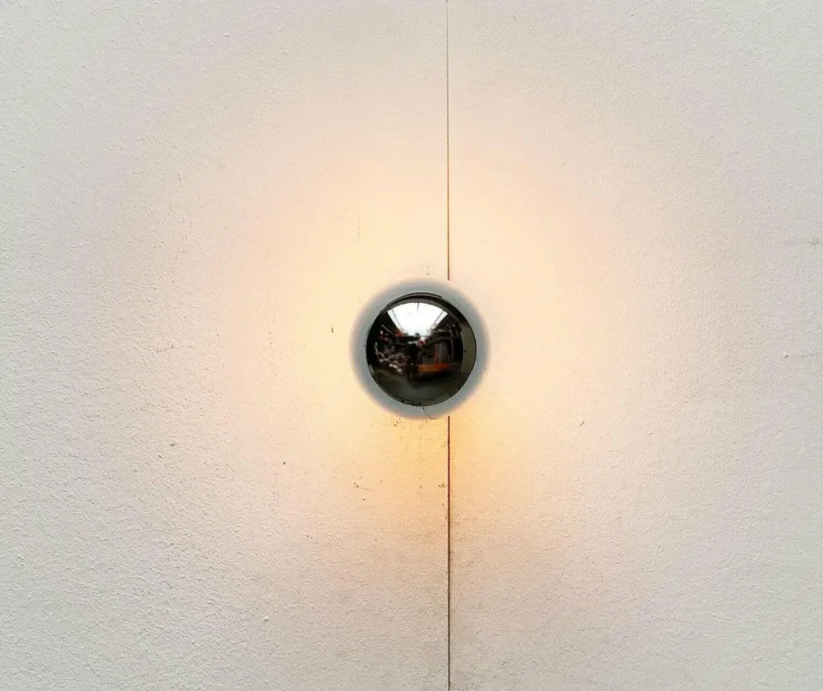 New Pamono Vintage Space Age German Chrome and Glass Ceiling Lamp by Motoko Ishii for Staff, 1970s