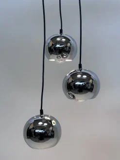 Discount Pamono Vintage Space Age 3-Light Chromed Metal Ball Cascading Hanging Lamp