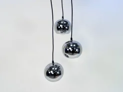 Discount Pamono Vintage Space Age 3-Light Chromed Metal Ball Cascading Hanging Lamp