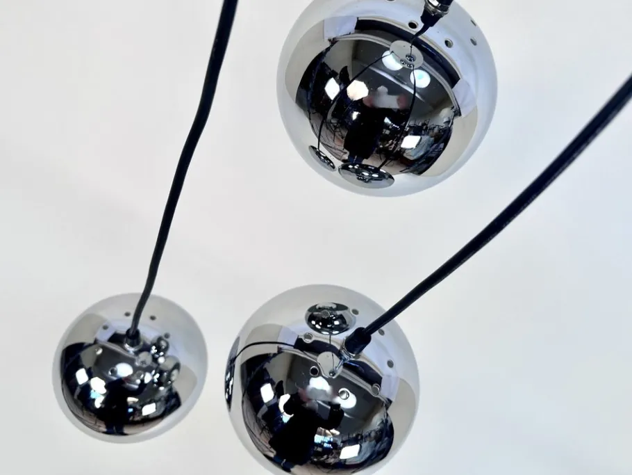 Discount Pamono Vintage Space Age 3-Light Chromed Metal Ball Cascading Hanging Lamp