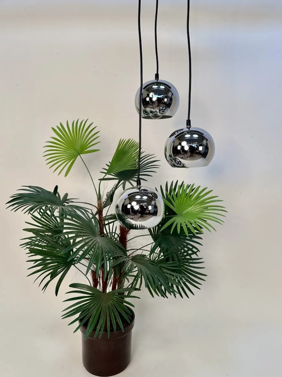 Discount Pamono Vintage Space Age 3-Light Chromed Metal Ball Cascading Hanging Lamp