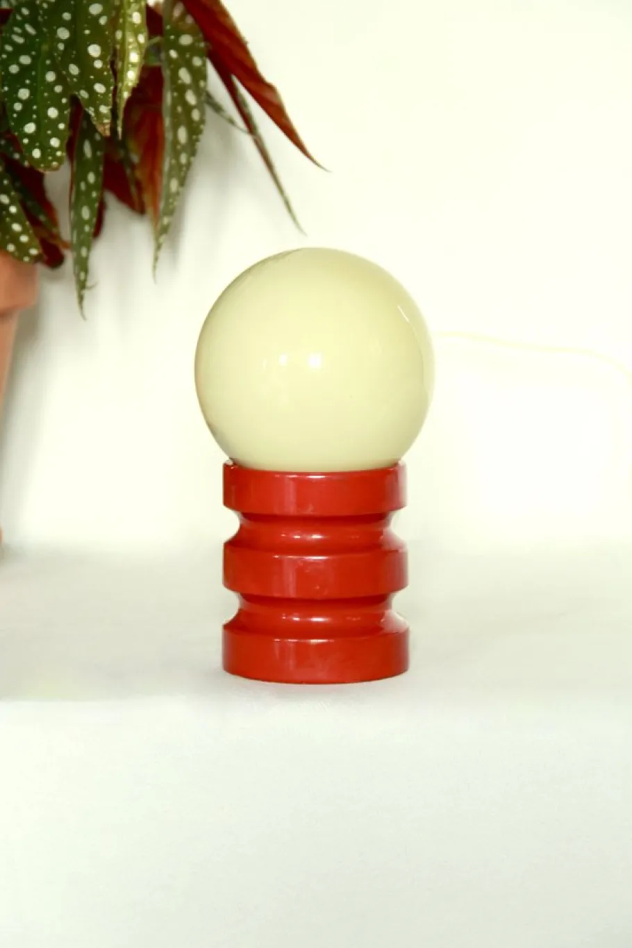 Clearance Pamono Vintage Space Age Wooden and Glass Table Lamp, Italy, 1970s