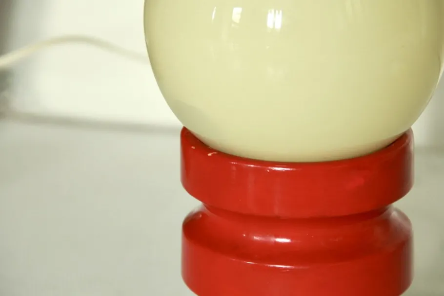 Clearance Pamono Vintage Space Age Wooden and Glass Table Lamp, Italy, 1970s