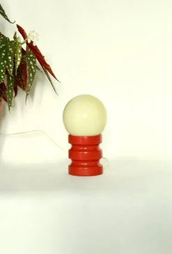 Clearance Pamono Vintage Space Age Wooden and Glass Table Lamp, Italy, 1970s