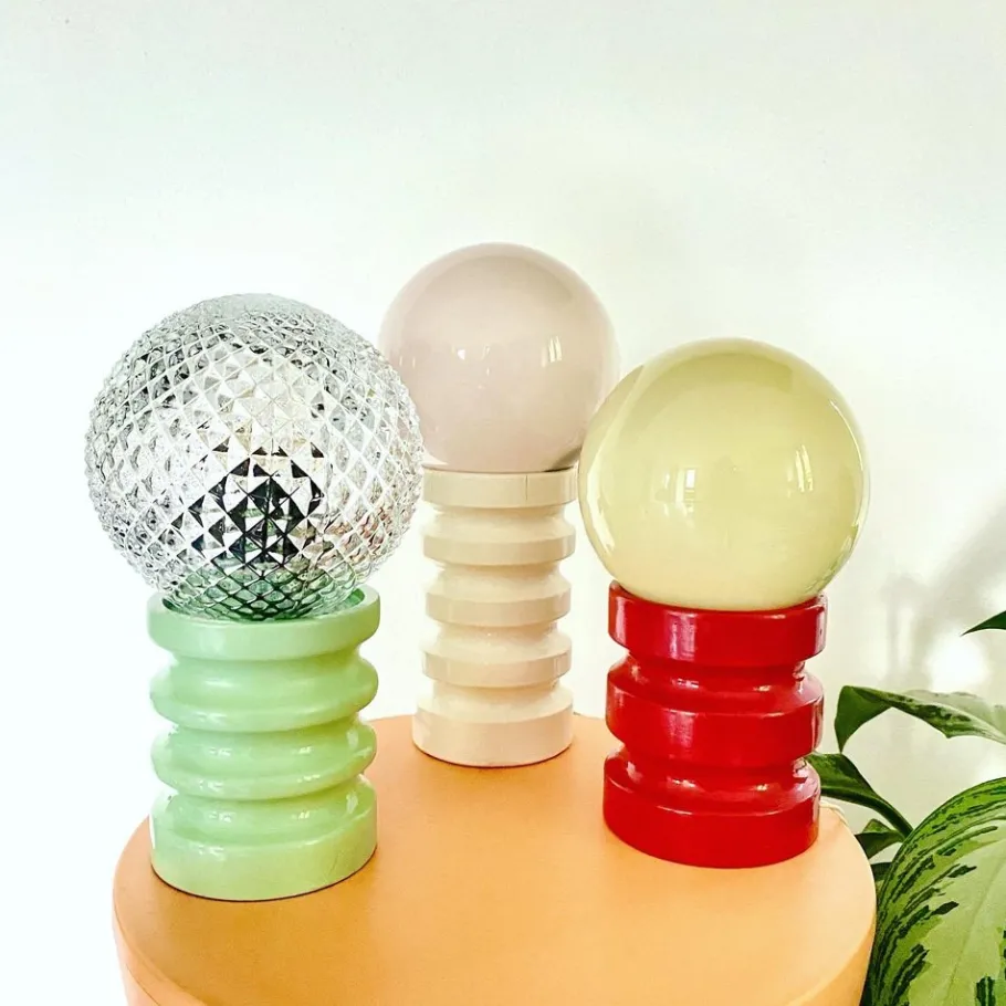 Clearance Pamono Vintage Space Age Wooden and Glass Table Lamp, Italy, 1970s