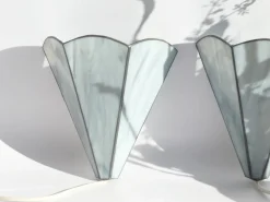 New Pamono Vintage Stained Glass Wall Lamps, 1960s, Set of 2