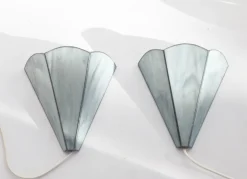 New Pamono Vintage Stained Glass Wall Lamps, 1960s, Set of 2