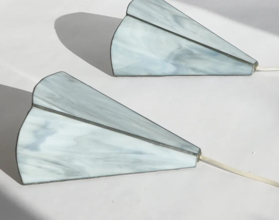 New Pamono Vintage Stained Glass Wall Lamps, 1960s, Set of 2