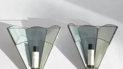 New Pamono Vintage Stained Glass Wall Lamps, 1960s, Set of 2