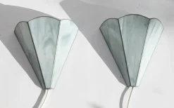 New Pamono Vintage Stained Glass Wall Lamps, 1960s, Set of 2