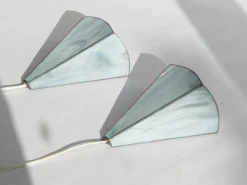 New Pamono Vintage Stained Glass Wall Lamps, 1960s, Set of 2