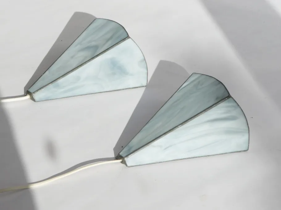 New Pamono Vintage Stained Glass Wall Lamps, 1960s, Set of 2