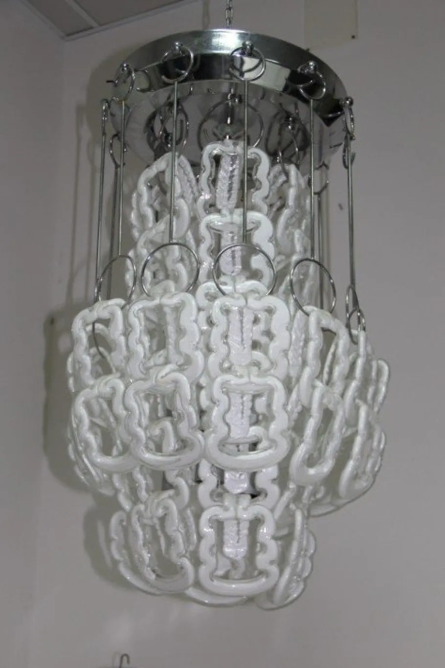 Discount Pamono Vintage Steel & Glass Chandelier, 1970s
