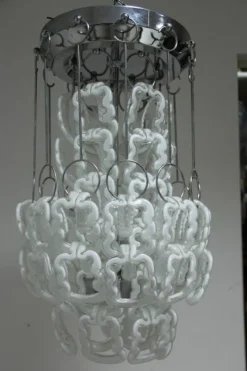 Discount Pamono Vintage Steel & Glass Chandelier, 1970s