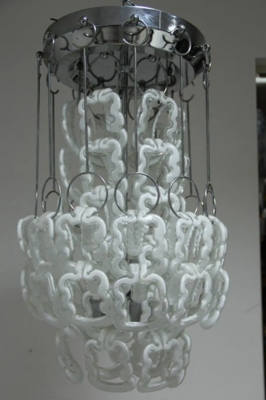 Discount Pamono Vintage Steel & Glass Chandelier, 1970s