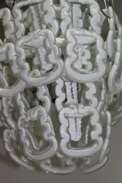 Discount Pamono Vintage Steel & Glass Chandelier, 1970s