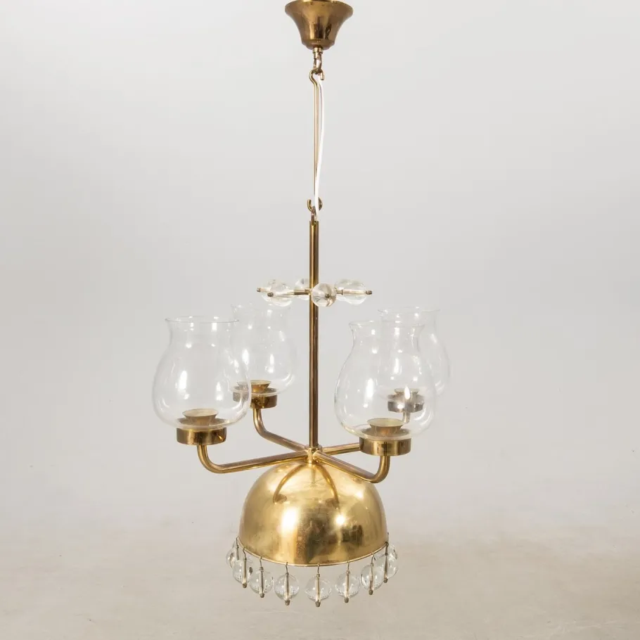 Hot Pamono Vintage Swedish Pendant in Brass and Glass by Erik Höglund, 1960