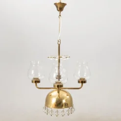 Hot Pamono Vintage Swedish Pendant in Brass and Glass by Erik Höglund, 1960