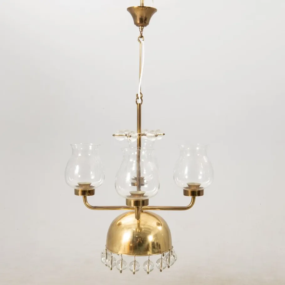 Hot Pamono Vintage Swedish Pendant in Brass and Glass by Erik Höglund, 1960