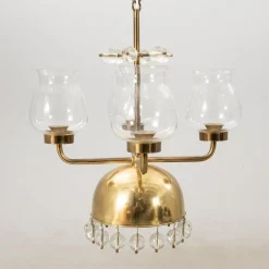 Hot Pamono Vintage Swedish Pendant in Brass and Glass by Erik Höglund, 1960