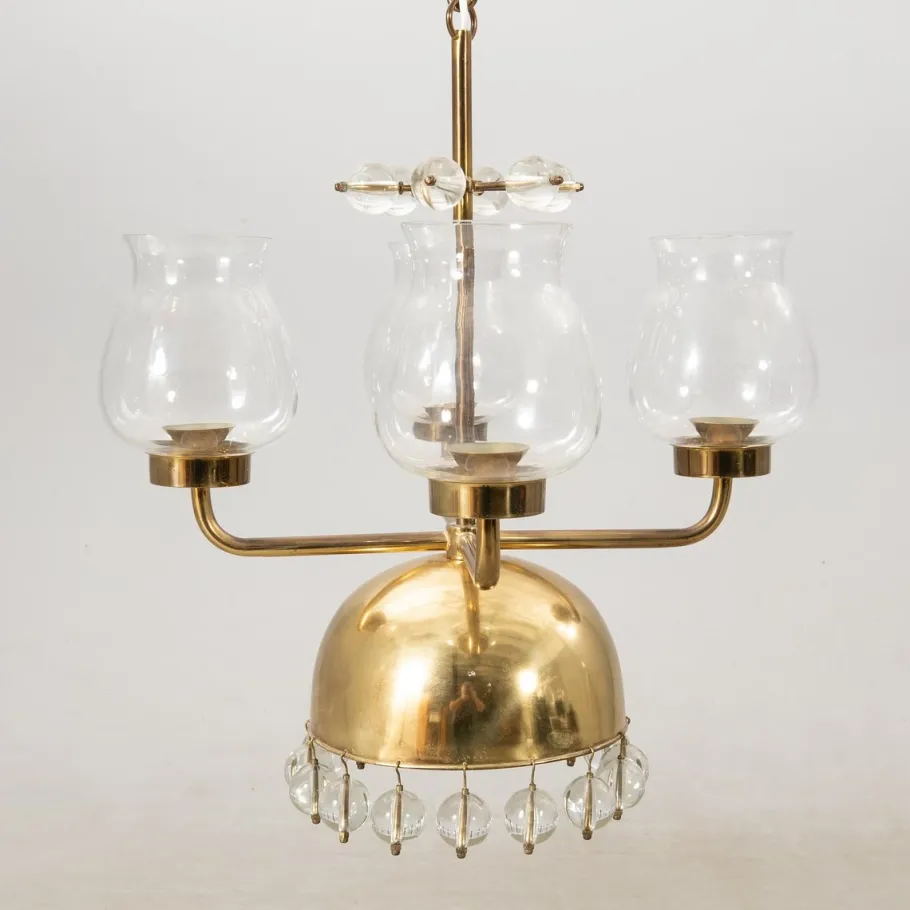 Hot Pamono Vintage Swedish Pendant in Brass and Glass by Erik Höglund, 1960