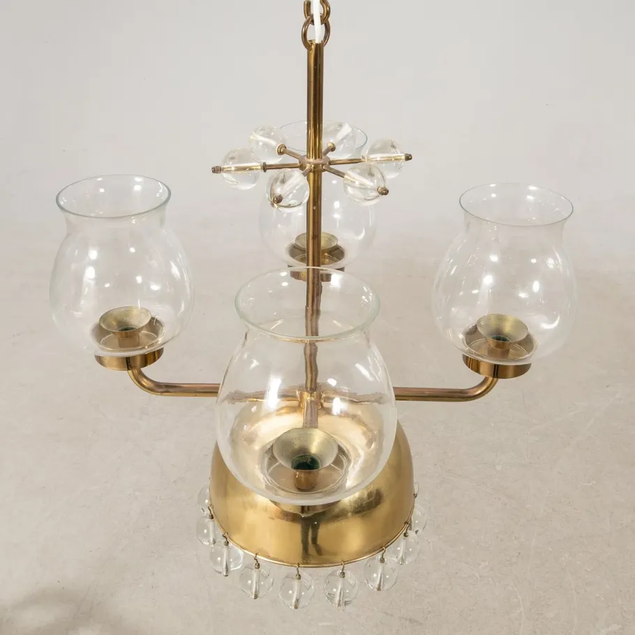 Hot Pamono Vintage Swedish Pendant in Brass and Glass by Erik Höglund, 1960