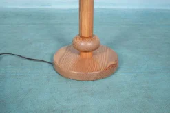 Outlet Pamono Vintage Swedish Wooden Floor Lamp with Pleated Shade, 1960s