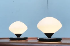 Clearance Pamono Vintage Swiss Marble and Glass Table Lamps from Optelma, Set of 2