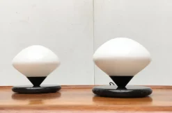 Clearance Pamono Vintage Swiss Marble and Glass Table Lamps from Optelma, Set of 2