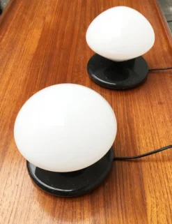 Clearance Pamono Vintage Swiss Marble and Glass Table Lamps from Optelma, Set of 2