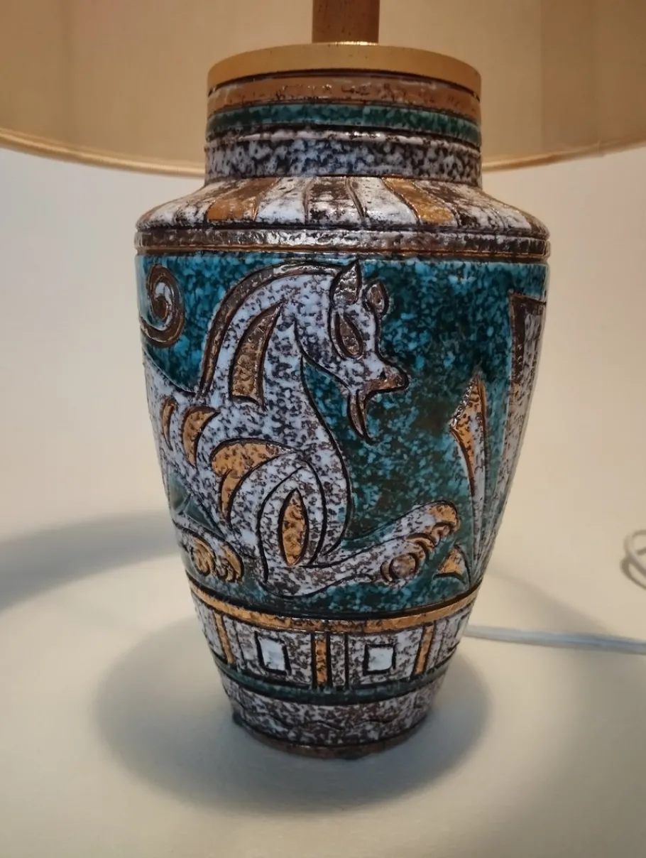 New Pamono Vintage Table Lamp in Ceramic by Fratelli Fanciullacci, 1960