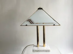 Best Pamono Vintage Table Lamp in Marble Brass and Glass, 1980s