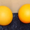 Sale Pamono Vintage Table Lamps Mood Lights in the Shape of Yellow-Orange Glass Ball by Wofi-Leuchten, Set of 2