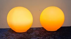 Sale Pamono Vintage Table Lamps Mood Lights in the Shape of Yellow-Orange Glass Ball by Wofi-Leuchten, Set of 2