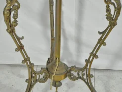 Sale Pamono Vintage Table with Pink Marble Top and Brass Floor Lamp, Italy, 1970s