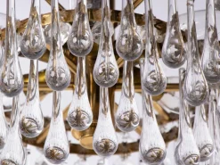 New Pamono Vintage Teardrop Chandelier in Crystal Glass & Brass, 1960s