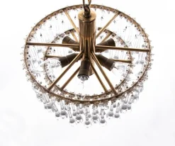 New Pamono Vintage Teardrop Chandelier in Crystal Glass & Brass, 1960s
