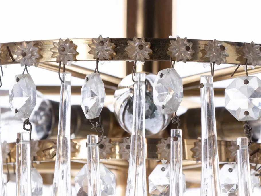 New Pamono Vintage Teardrop Chandelier in Crystal Glass & Brass, 1960s