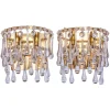 Pamono Vintage Teardrop Wall Sconces in Crystal Glass & Brass, 1960s, Set of 2