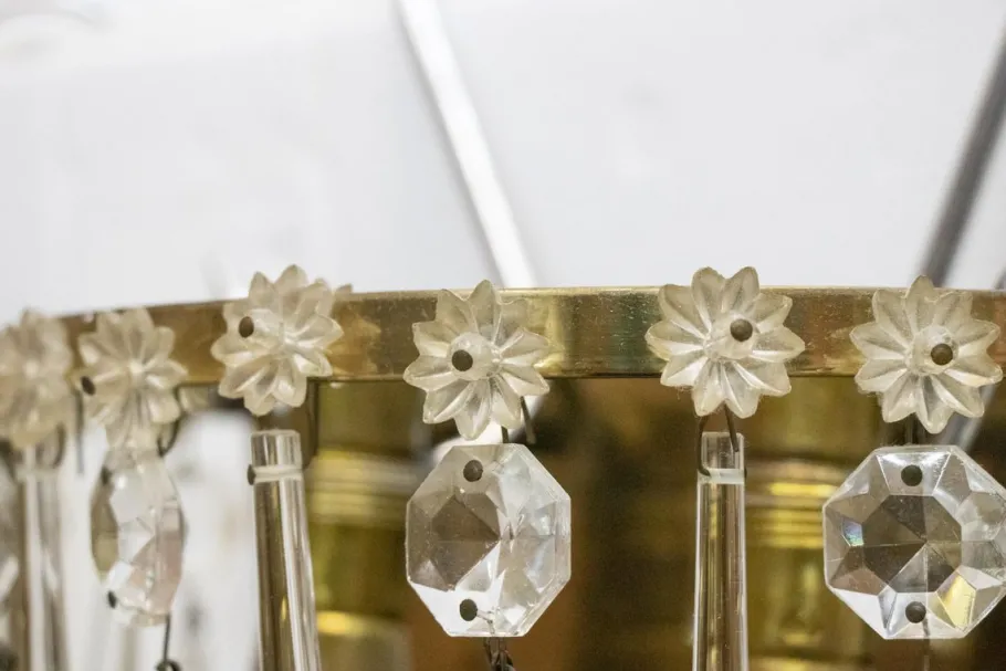 Pamono Vintage Teardrop Wall Sconces in Crystal Glass & Brass, 1960s, Set of 2