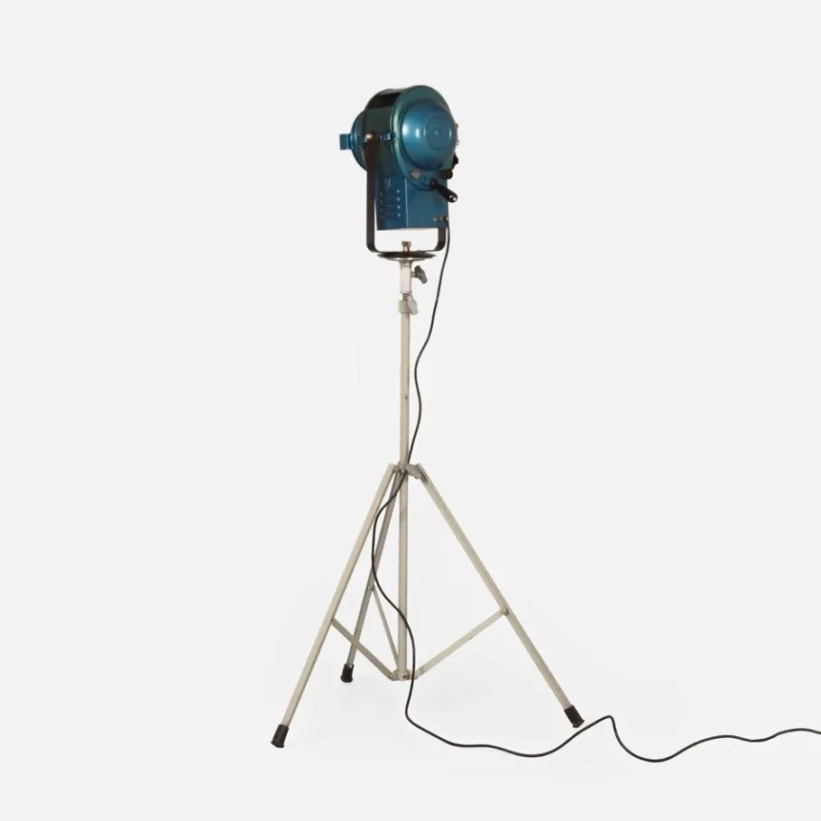 Clearance Pamono Vintage Theater Spotlight in Blue Metal by A.E. Cremer, 1950s