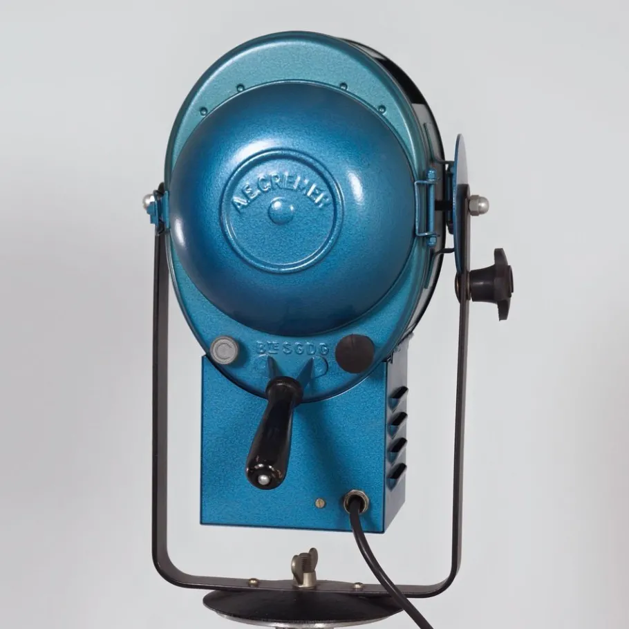 Clearance Pamono Vintage Theater Spotlight in Blue Metal by A.E. Cremer, 1950s
